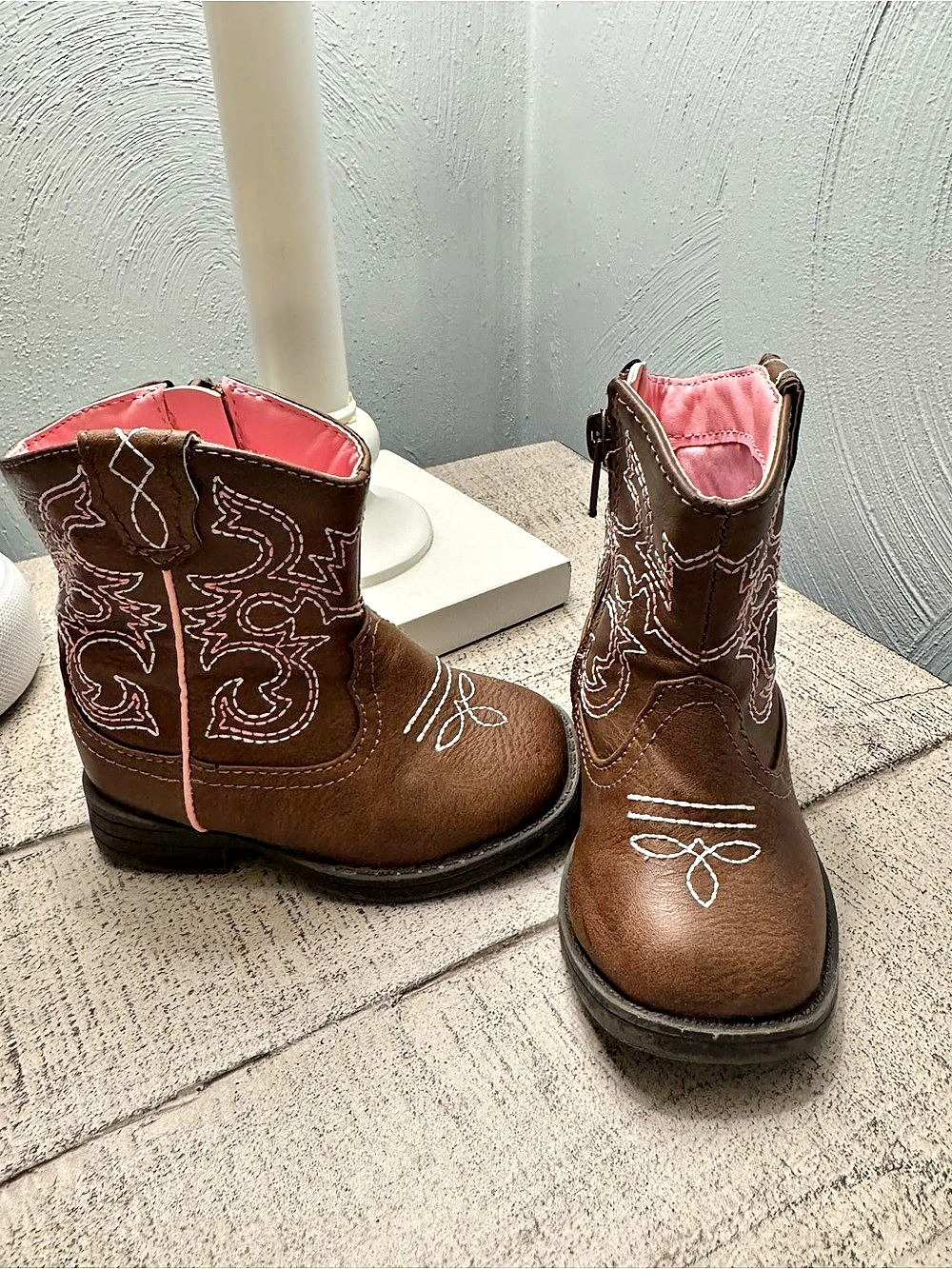 Brown and Pink Toddler Size 4 Cowgirl Boots Wonder Nation